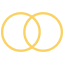 Two overlapping yellow circles on a light gray background, forming a Venn diagram with an almond-shaped intersection in the middle.