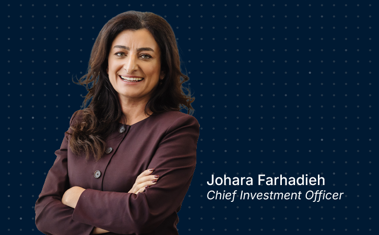 Johara Farhadieh, CIO, wearning a suit and smiling.